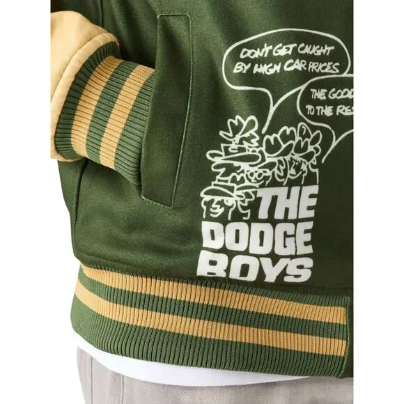Reason x Dodge Scatpack Varsity Jacket Men Large Green Khaki Letterman Bomber - Picture 4 of 15